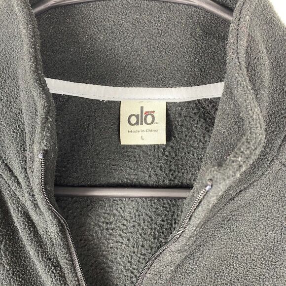 Alo Yoga 1/4 Pullover Sweatshirt Women Large Black Light Fleece Outerwear Gym - Picture 5 of 6
